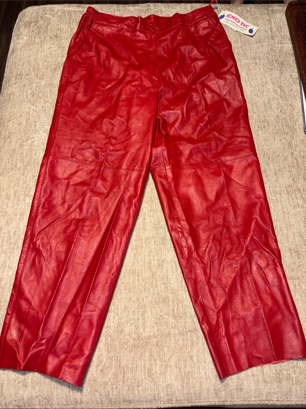 NWT Vintage 1990s Lipstick Red Leather Pants Sz 20 India